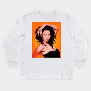 Pam Grier - An illustration by Paul Cemmick Kids Long Sleeve T-Shirt